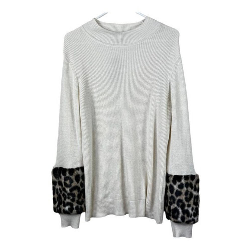 Michael Kors Women Sweater Animal Leopard Sleeve Size M - Picture 2 of 9